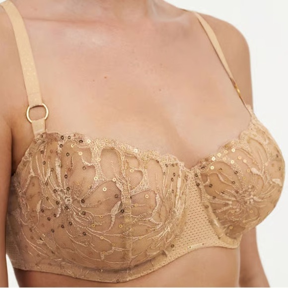 Chantelle Other - NWT! Chantelle Fleurs Signature Demi Bra - Toffee Sequins
